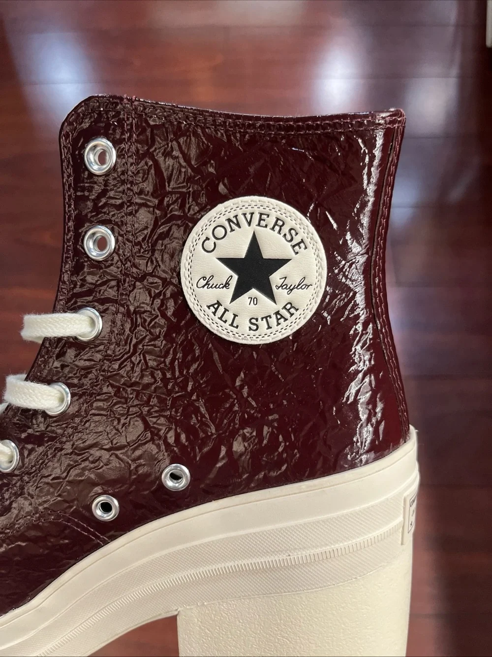 Womens 9.5 Converse Chuck 70 De Luxe Heel Crinkle Leather Boot HALF BOX A13387C
